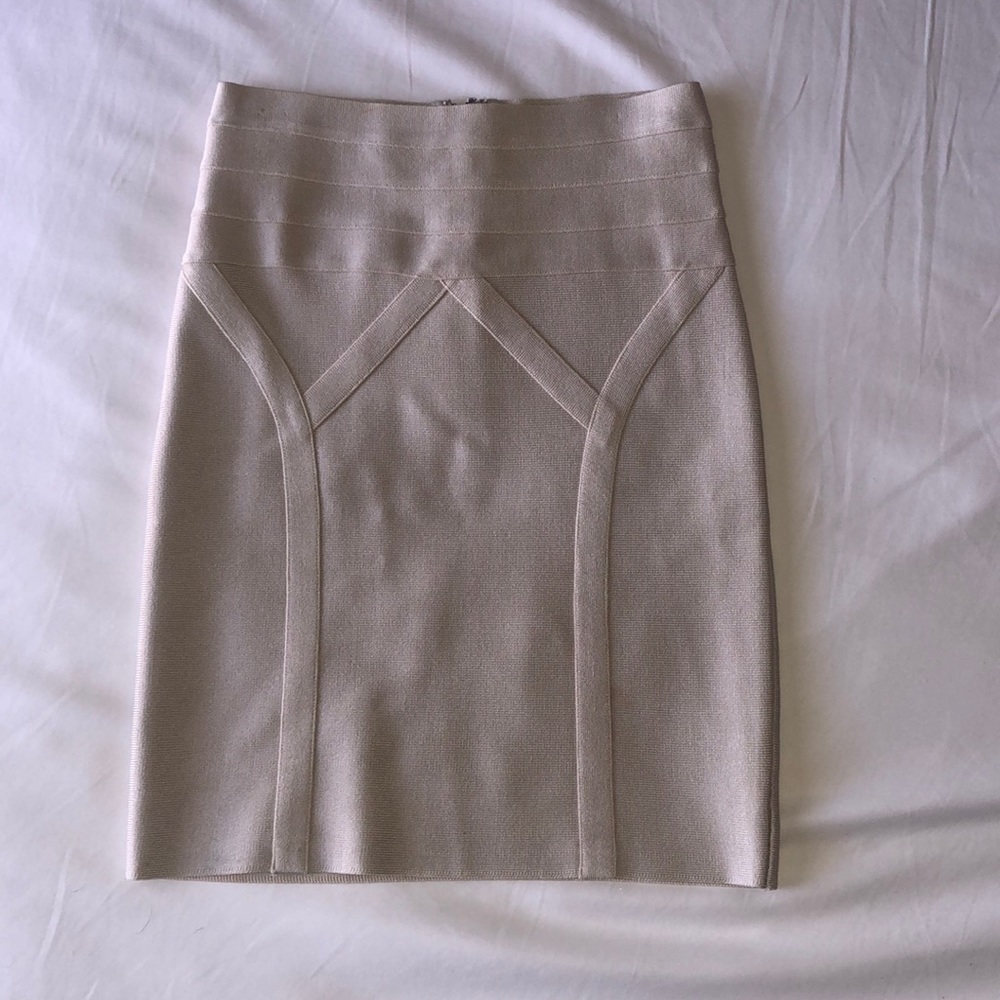 BEBE bandage miniskirt - light beige / tan